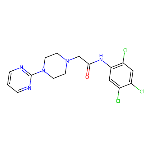 2-(4-pyrimidin-2-ylpiperazin-1-yl)-N-(2,4,5-trichlorophenyl)acetamide structure