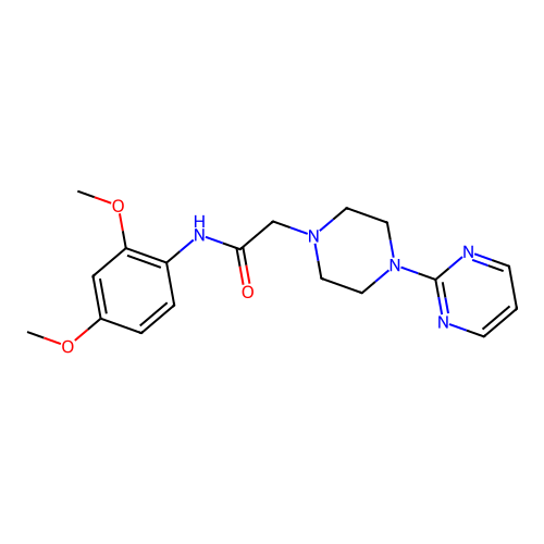 N-(2,4-dimethoxyphenyl)-2-(4-pyrimidin-2-ylpiperazin-1-yl)acetamide structure