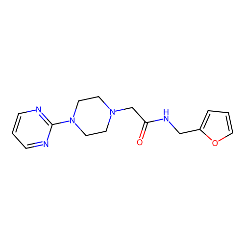 N-(furan-2-ylmethyl)-2-(4-pyrimidin-2-ylpiperazin-1-yl)acetamide structure