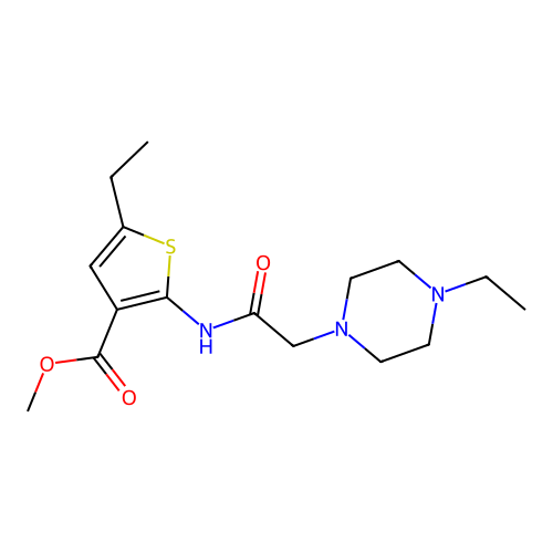 Methyl 5-ethyl-2-[2-(4-ethylpiperazinyl)acetylamino]thiophene-3-carboxylate structure