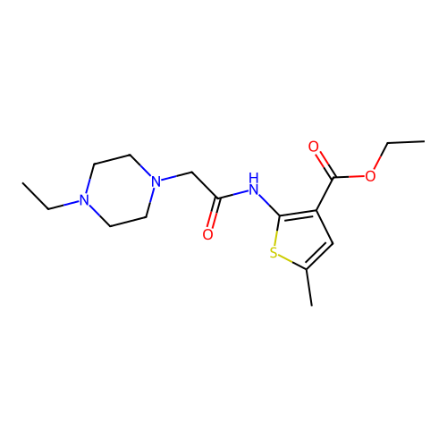 Ethyl 2-[2-(4-ethylpiperazinyl)acetylamino]-5-methylthiophene-3-carboxylate structure