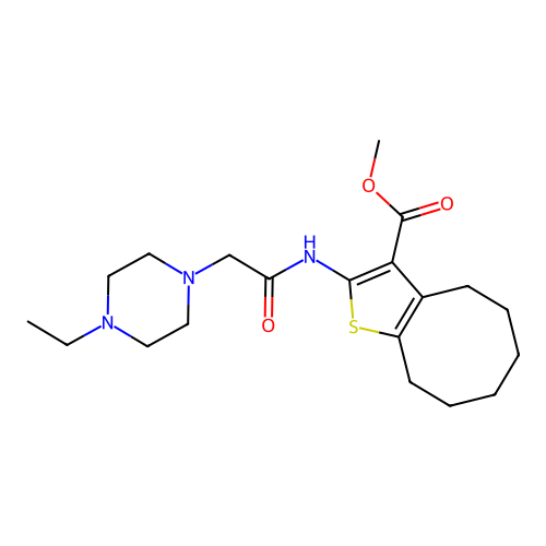 methyl 2-(2-(4-ethylpiperazin-1-yl)acetamido)-4,5,6,7,8,9-hexahydrocycloocta[b]thiophene-3-carboxylate structure