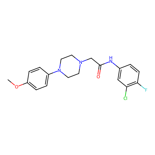 N-(3-chloro-4-fluorophenyl)-2-[4-(4-methoxyphenyl)piperazin-1-yl]acetamide structure