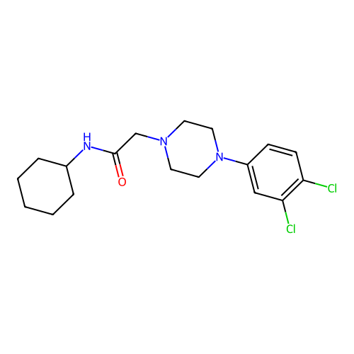 N-cyclohexyl-2-[4-(3,4-dichlorophenyl)piperazin-1-yl]acetamide structure