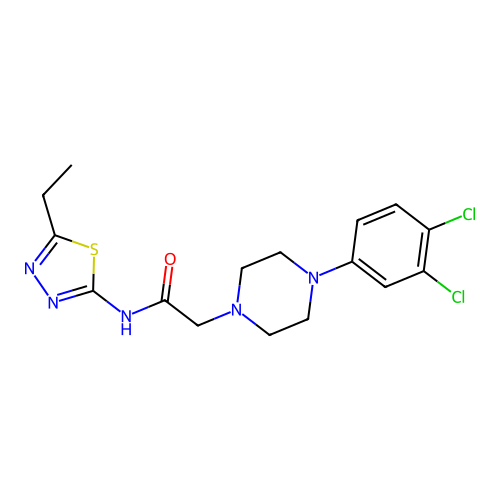 2-[4-(3,4-dichlorophenyl)piperazin-1-yl]-N-(5-ethyl-1,3,4-thiadiazol-2-yl)acetamide structure