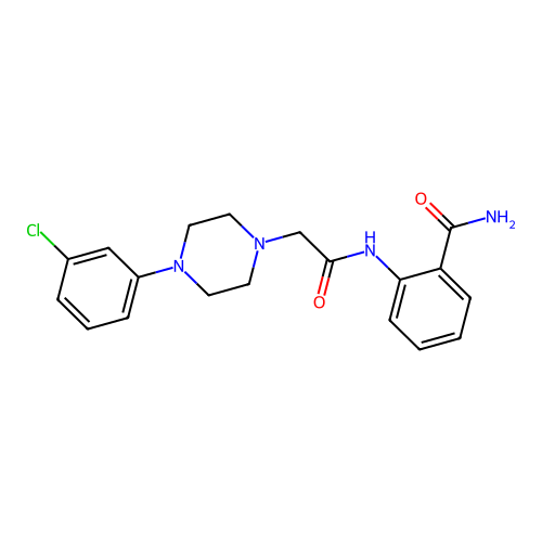 2-[[2-[4-(3-Chlorophenyl)piperazin-1-yl]acetyl]amino]benzamide structure
