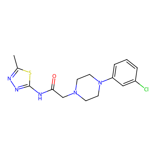 2-[4-(3-chlorophenyl)piperazin-1-yl]-N-(5-methyl-1,3,4-thiadiazol-2-yl)acetamide structure