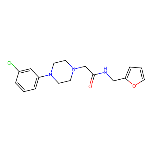 2-[4-(3-chlorophenyl)piperazin-1-yl]-N-(furan-2-ylmethyl)acetamide structure