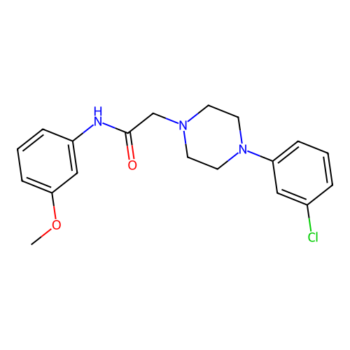 2-[4-(3-chlorophenyl)piperazin-1-yl]-N-(3-methoxyphenyl)acetamide structure