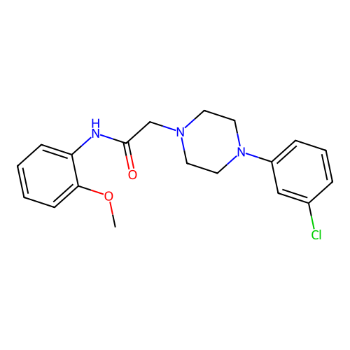 2-[4-(3-chlorophenyl)piperazin-1-yl]-N-(2-methoxyphenyl)acetamide structure