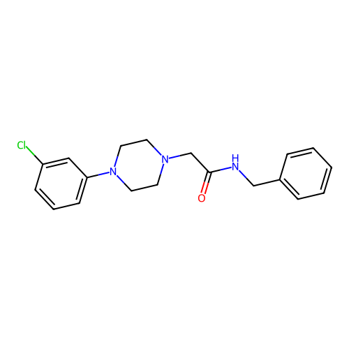 N-benzyl-2-[4-(3-chlorophenyl)piperazin-1-yl]acetamide structure