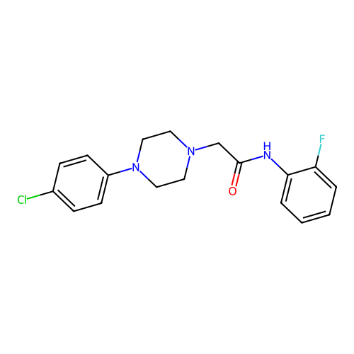 2-[4-(4-chlorophenyl)piperazin-1-yl]-N-(2-fluorophenyl)acetamide structure