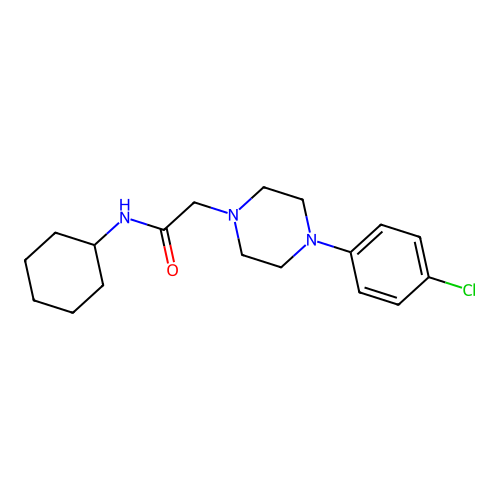 2-[4-(4-chlorophenyl)piperazin-1-yl]-N-cyclohexylacetamide structure