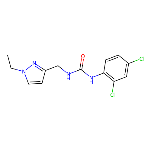 1-(2,4-Dichlorophenyl)-3-[(1-ethylpyrazol-3-yl)methyl]urea structure