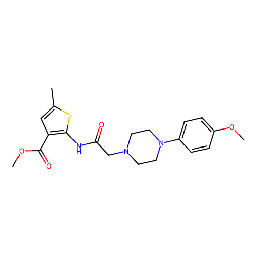 methyl 2-({[4-(4-methoxyphenyl)piperazin-1-yl]acetyl}amino)-5-methylthiophene-3-carboxylate structure