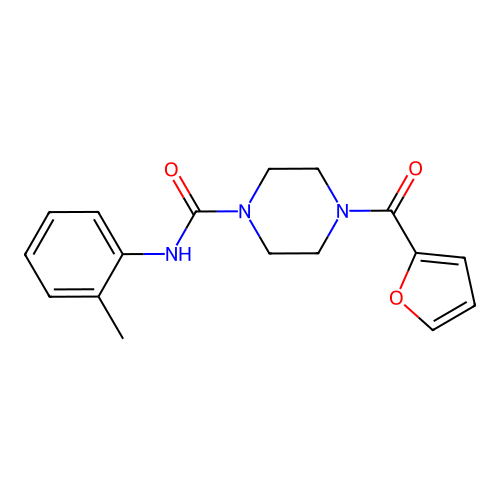 4-(furan-2-carbonyl)-N-(2-methylphenyl)piperazine-1-carboxamide structure