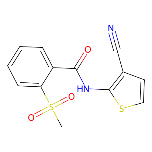 N-(3-cyanothiophen-2-yl)-2-methanesulfonylbenzamide structure