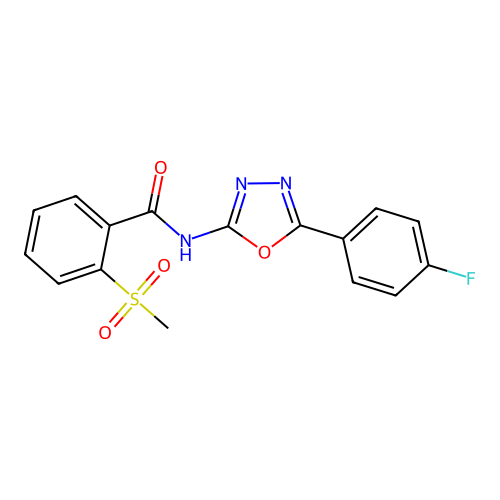 N-[5-(4-fluorophenyl)-1,3,4-oxadiazol-2-yl]-2-methylsulfonylbenzamide structure