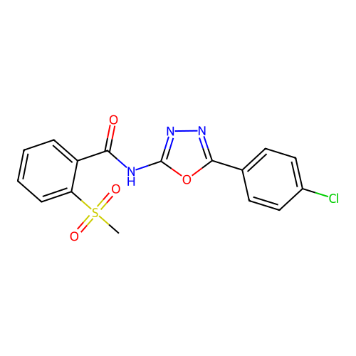 N-[5-(4-chlorophenyl)-1,3,4-oxadiazol-2-yl]-2-methylsulfonylbenzamide structure