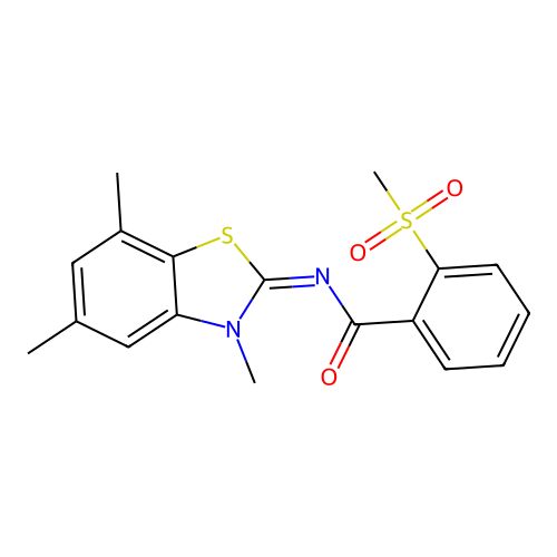 2-methylsulfonyl-N-(3,5,7-trimethyl-1,3-benzothiazol-2-ylidene)benzamide structure