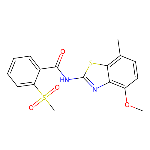 N-(4-methoxy-7-methylbenzo[d]thiazol-2-yl)-2-(methylsulfonyl)benzamide structure
