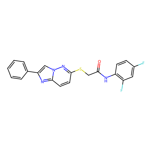 N-(2,4-difluorophenyl)-2-((2-phenylimidazo[1,2-b]pyridazin-6-yl)thio)acetamide structure