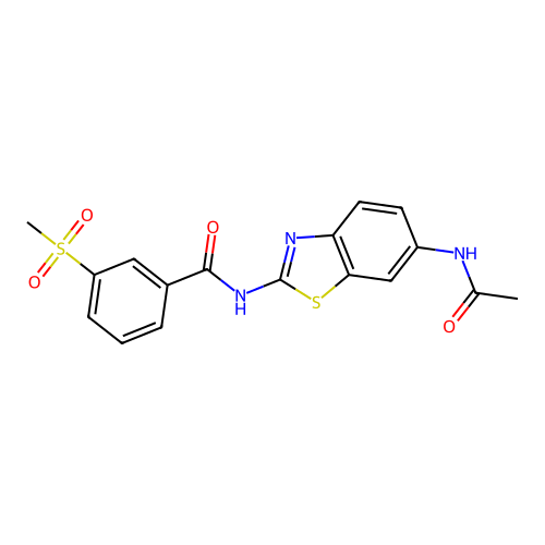 N-(6-acetamidobenzo[d]thiazol-2-yl)-3-(methylsulfonyl)benzamide structure