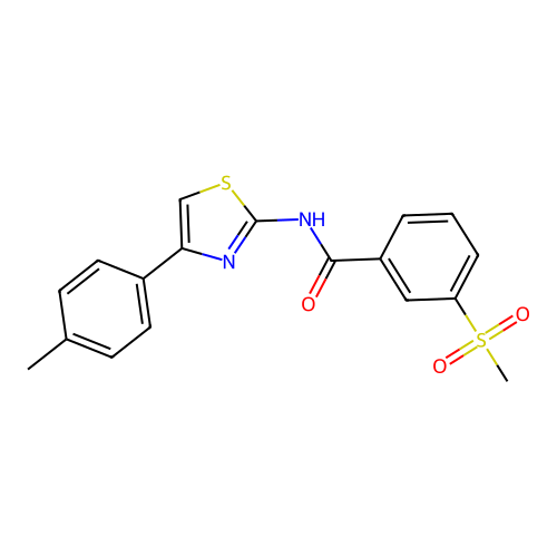 3-(methylsulfonyl)-N-(4-(p-tolyl)thiazol-2-yl)benzamide structure