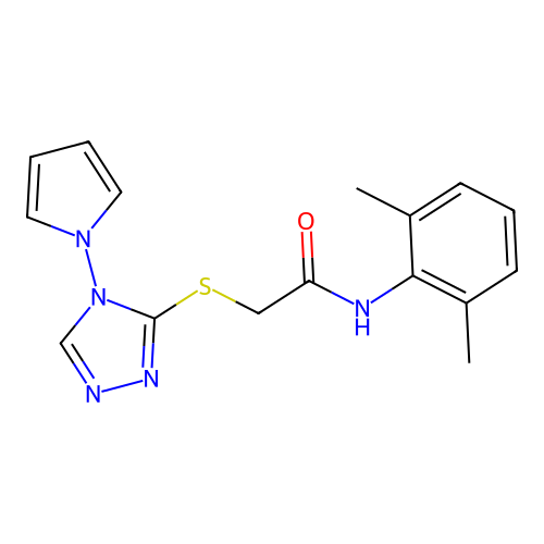 N-(2,6-dimethylphenyl)-2-{[4-(1H-pyrrol-1-yl)-4H-1,2,4-triazol-3-yl]sulfanyl}acetamide structure