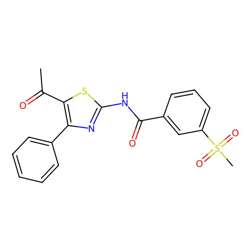 N-(5-acetyl-4-phenylthiazol-2-yl)-3-(methylsulfonyl)benzamide structure