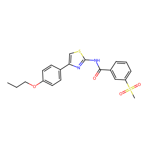 3-(methylsulfonyl)-N-(4-(4-propoxyphenyl)thiazol-2-yl)benzamide structure
