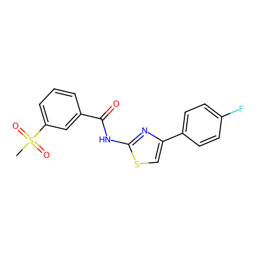 N-(4-(4-fluorophenyl)thiazol-2-yl)-3-(methylsulfonyl)benzamide structure