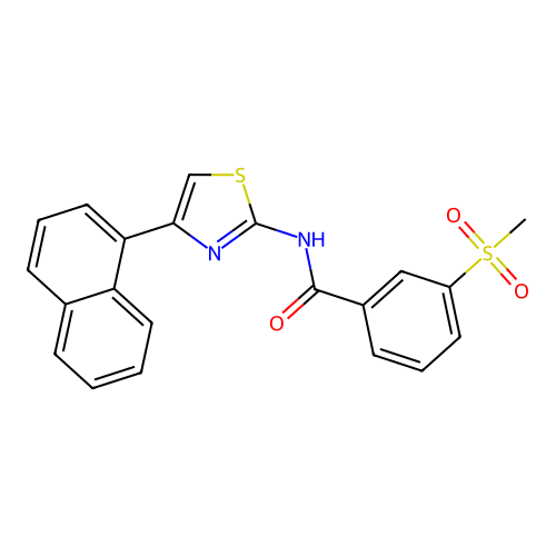 3-(methylsulfonyl)-N-(4-(naphthalen-1-yl)thiazol-2-yl)benzamide structure