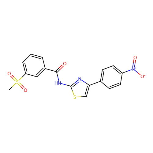 3-(methylsulfonyl)-N-(4-(4-nitrophenyl)thiazol-2-yl)benzamide structure