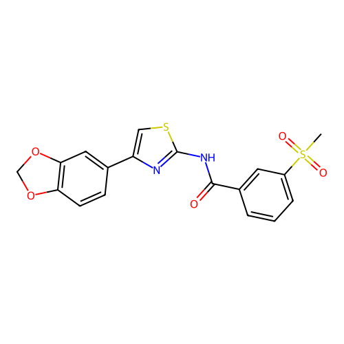 N-(4-(benzo[d][1,3]dioxol-5-yl)thiazol-2-yl)-3-(methylsulfonyl)benzamide structure