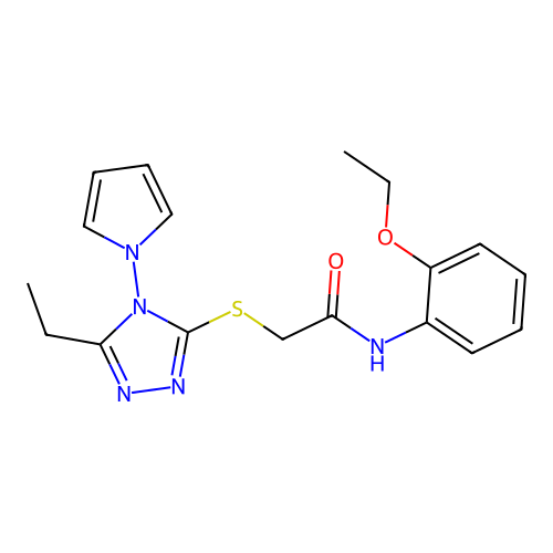 N-(2-ethoxyphenyl)-2-{[5-ethyl-4-(1H-pyrrol-1-yl)-4H-1,2,4-triazol-3-yl]sulfanyl}acetamide structure