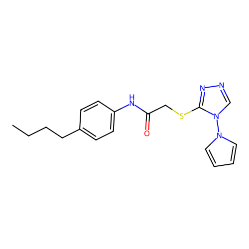 N-(4-butylphenyl)-2-{[4-(1H-pyrrol-1-yl)-4H-1,2,4-triazol-3-yl]sulfanyl}acetamide structure
