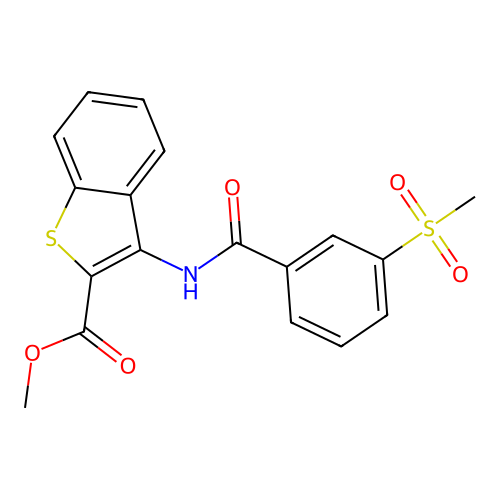 Methyl 3-(3-(methylsulfonyl)benzamido)benzo[b]thiophene-2-carboxylate structure