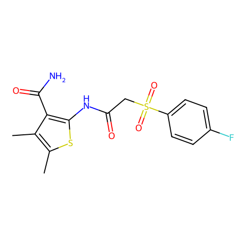 2-(2-((4-Fluorophenyl)sulfonyl)acetamido)-4,5-dimethylthiophene-3-carboxamide structure