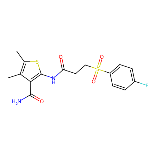 2-[3-(4-Fluorophenyl)sulfonylpropanoylamino]-4,5-dimethylthiophene-3-carboxamide structure