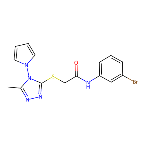 N-(3-bromophenyl)-2-{[5-methyl-4-(1H-pyrrol-1-yl)-4H-1,2,4-triazol-3-yl]sulfanyl}acetamide structure