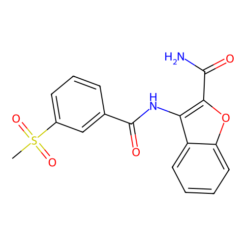 3-(3-(Methylsulfonyl)benzamido)benzofuran-2-carboxamide structure