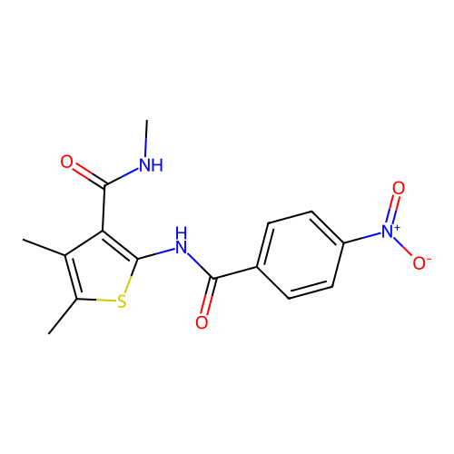 N,4,5-trimethyl-2-(4-nitrobenzamido)thiophene-3-carboxamide structure