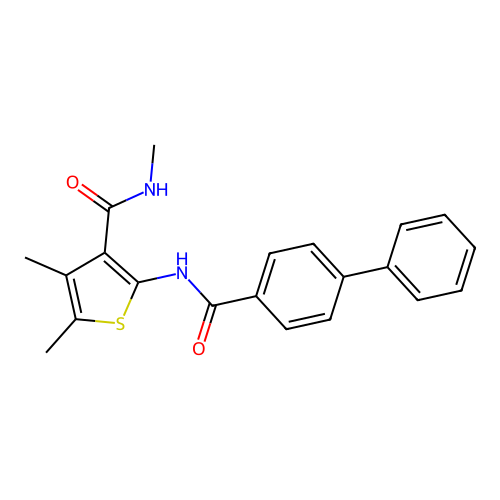 N,4,5-trimethyl-2-[(4-phenylbenzoyl)amino]thiophene-3-carboxamide structure