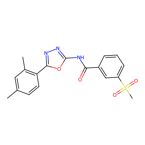 N-[5-(2,4-dimethylphenyl)-1,3,4-oxadiazol-2-yl]-3-methylsulfonylbenzamide structure