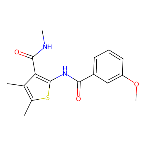 2-(3-methoxybenzamido)-N,4,5-trimethylthiophene-3-carboxamide structure