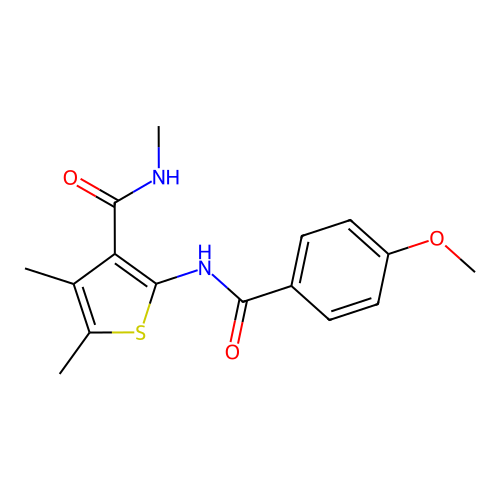 2-(4-methoxybenzamido)-N,4,5-trimethylthiophene-3-carboxamide structure