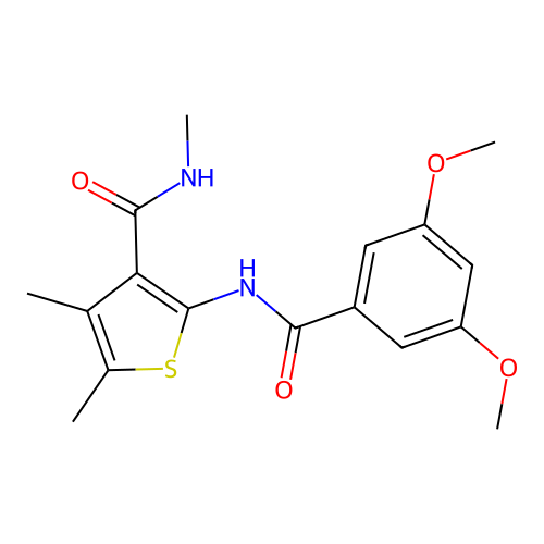 2-(3,5-dimethoxybenzamido)-N,4,5-trimethylthiophene-3-carboxamide structure