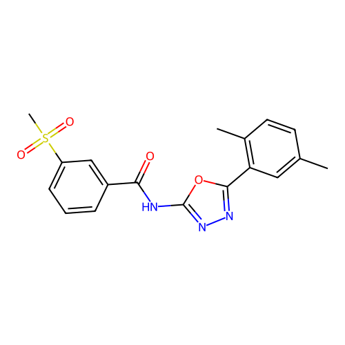 N-[5-(2,5-dimethylphenyl)-1,3,4-oxadiazol-2-yl]-3-methylsulfonylbenzamide structure