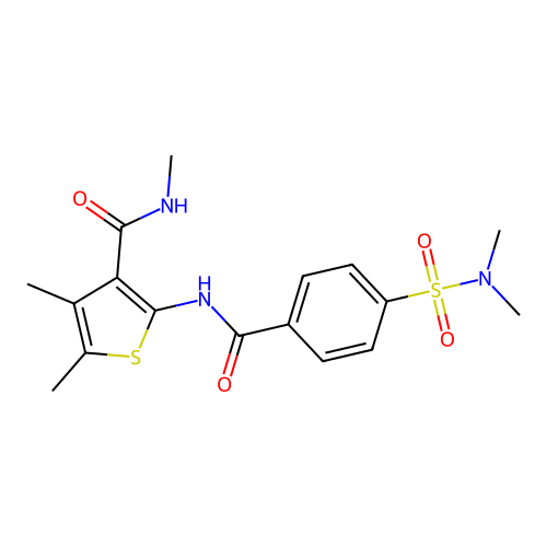 2-[[4-(dimethylsulfamoyl)benzoyl]amino]-N,4,5-trimethylthiophene-3-carboxamide structure